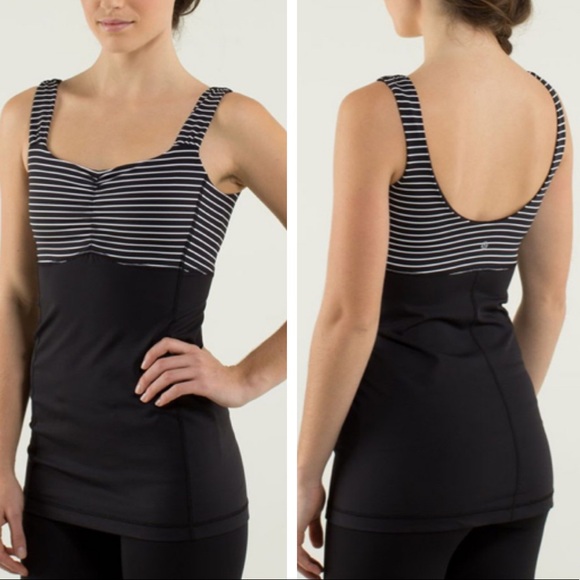 lululemon athletica Tops - LULULEMON ARIA TANK TOP II PARALLEL STRIPE BLACK WHITE 6